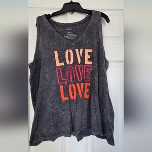 Torrid Gray V-Neck Tee with Orange Print